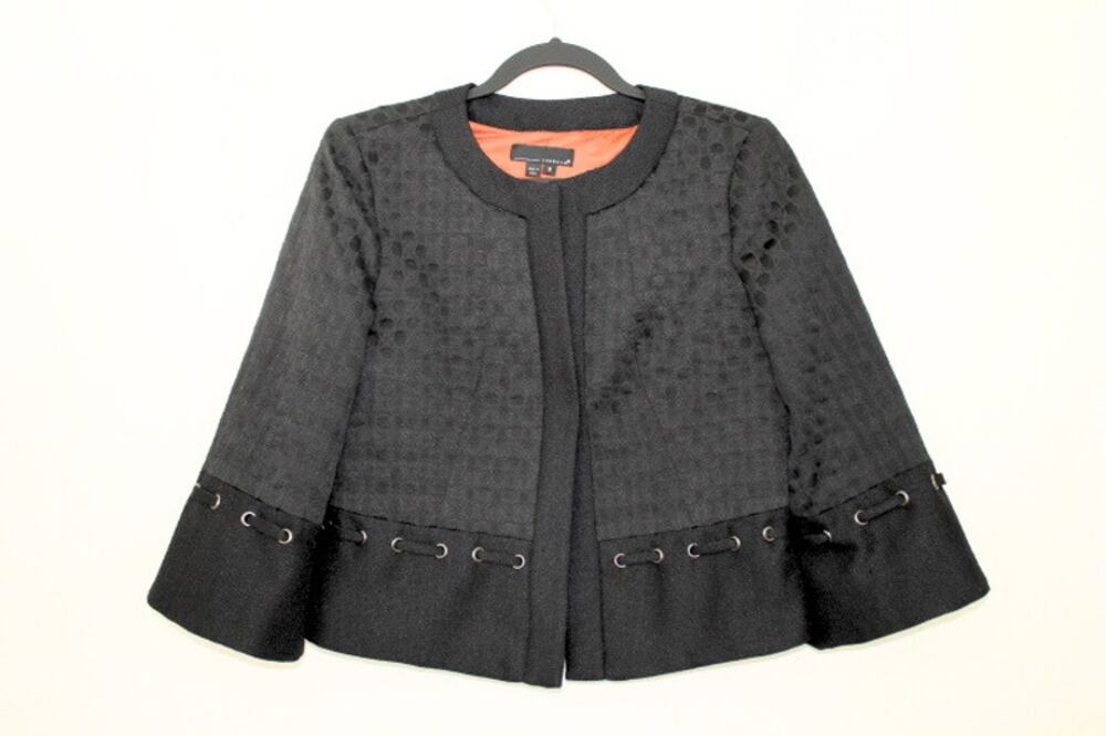 Vntg Retro 60's Cropped Jacket Womens Sz 8 Black Dressy Whimsigoth Statement